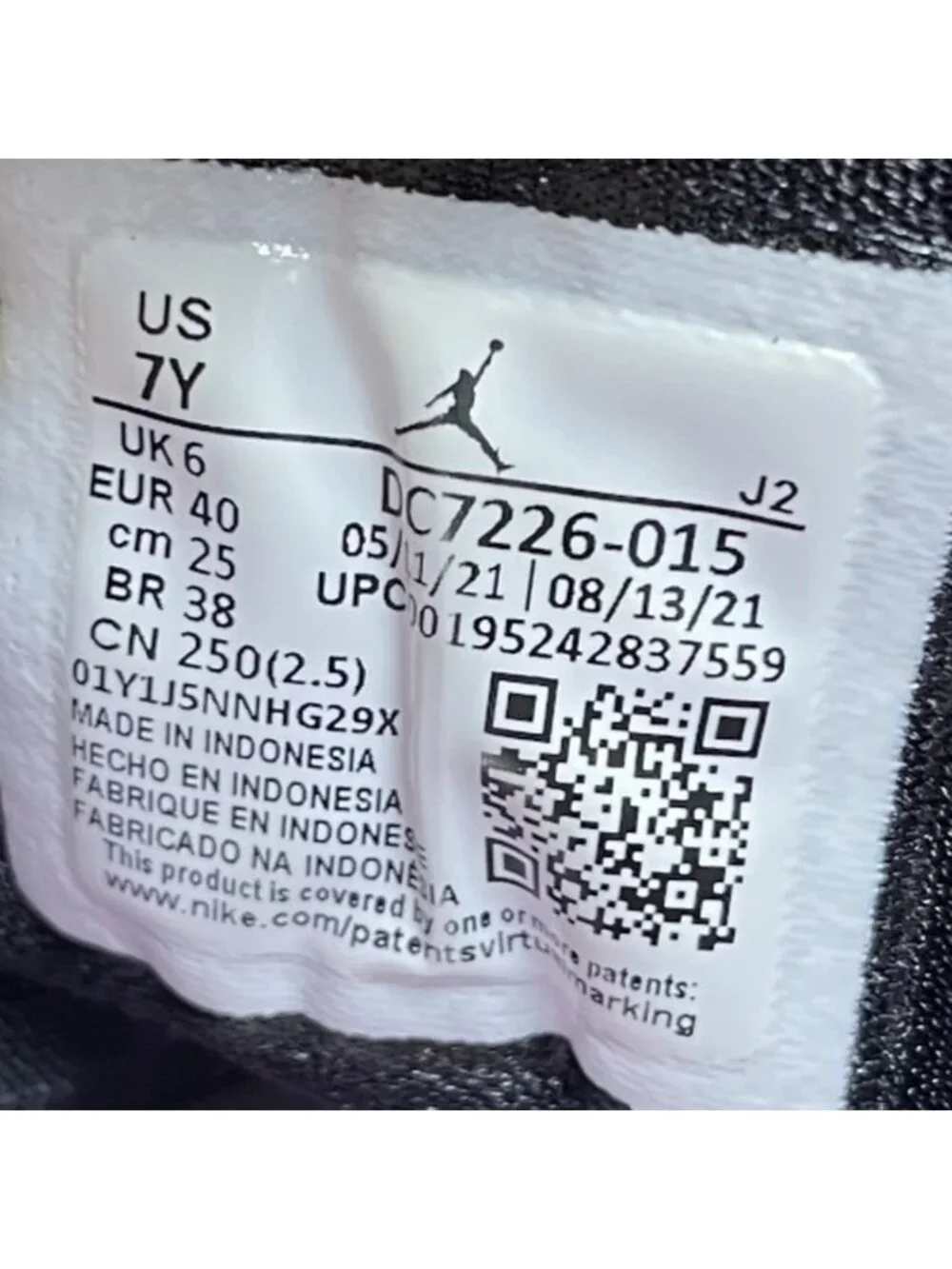 Nike Air Jordan 1 Mid SE Houndstooth Girls Size 7Y Black Athletic Shoes Sneakers